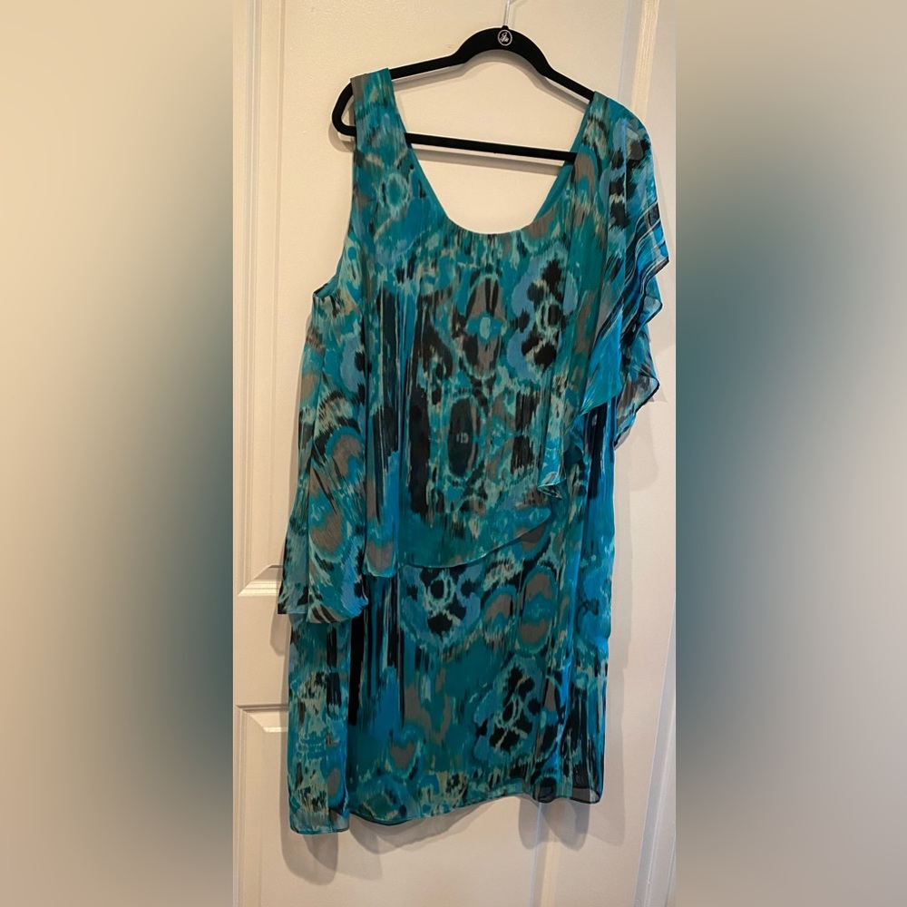 Teal and Black Patterned Dress